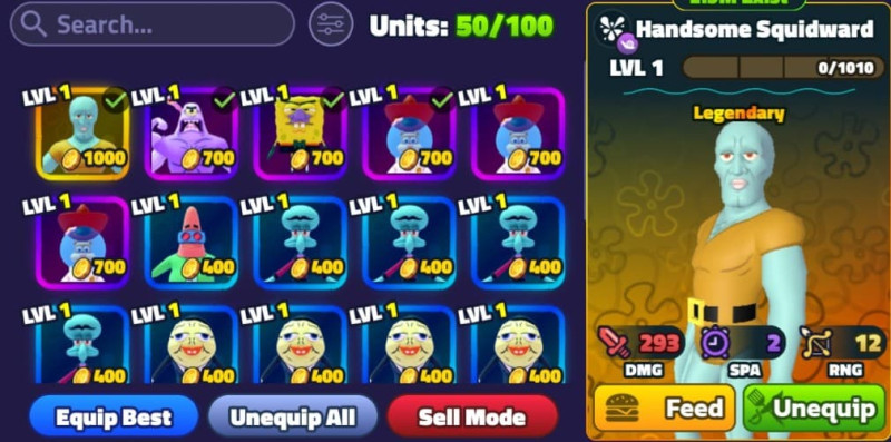 SpongeBob Tower Defense All Units