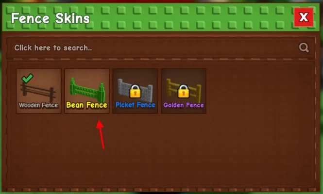 Grow a Garden Fence Skins