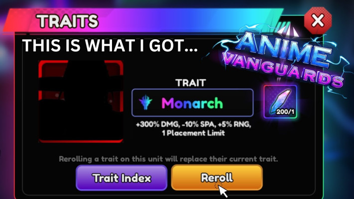 Anime Vanguards 10k Trait Rerolls